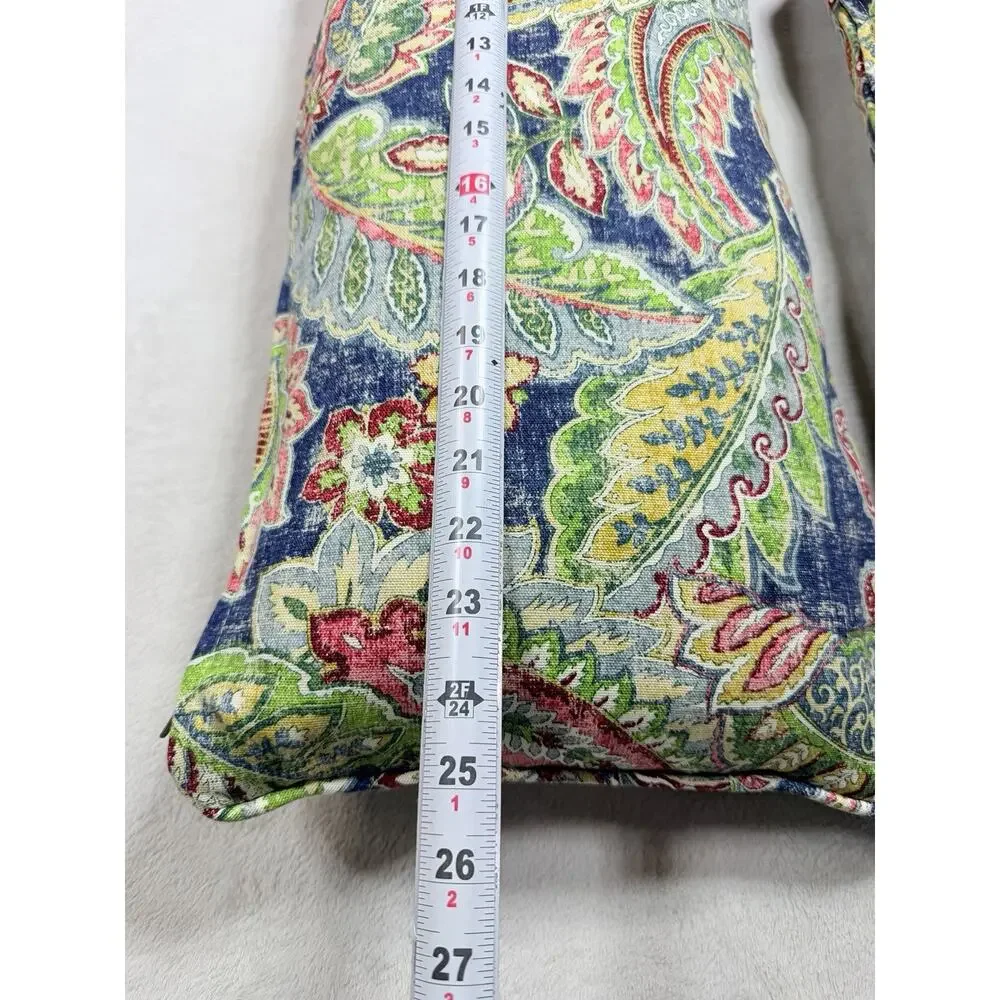Newport-Layton Home Paisley Down Throw Pillows Navy Blue Floral Pair Set of 2